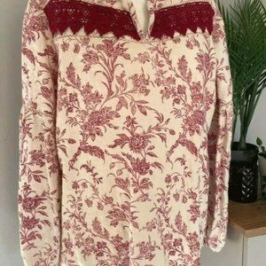 Laura Ashley red and cream linen top 18